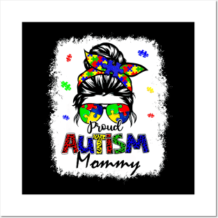 Bleached Messy Bun Proud Autism Mommy Posters and Art